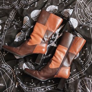 Vintage Brown Patchwork Boots